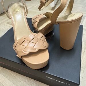 Vince Camuto Mirinda Sandal Tan Block Heel - Worn once!
